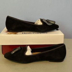 Hush Puppies Women's Sadie Black Suede Tassel Slip-On Shoes Sz 7. NIB